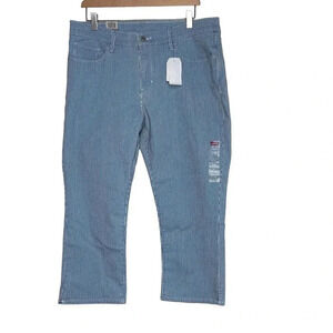 Levi's 14 mid rise classic fit blue + white pinstriped capris Preppy New
